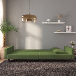 Canapé-lit à 2 places avec deux oreillers Vert foncé Velours 618146618146