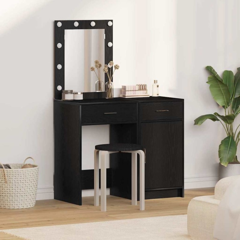 Table de Toilette 2 pcs Noir 50 x 41 x 135 cm Bois d'ingénierie 618152618152