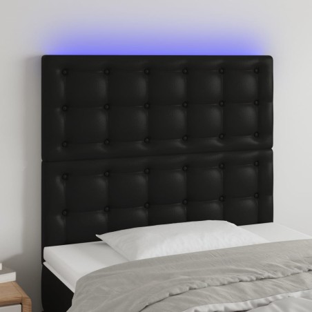 Tête de lit à LED Noir 100x5x118/128 cm Similicuir 618158618158