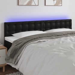 Tête de lit à LED Noir 200x5x78/88 cm Similicuir 618159618159