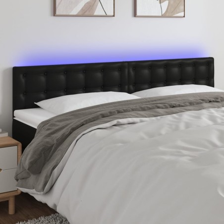 Tête de lit à LED Noir 200x5x78/88 cm Similicuir 618159618159