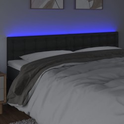 Tête de lit à LED Noir 200x5x78/88 cm Similicuir 618159618159