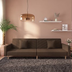 Canapé-lit à 2 places avec deux oreillers marron tissu 618168618168