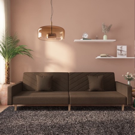 Canapé-lit à 2 places avec deux oreillers marron tissu 618168618168