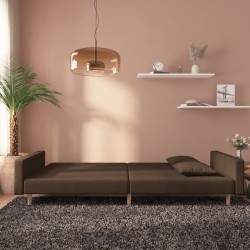 Canapé-lit à 2 places avec deux oreillers marron tissu 618168618168