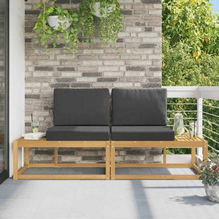 Canapé d'extérieur en bout 2 Pièce Blanc Bois d'Acacia Massif 618180618180