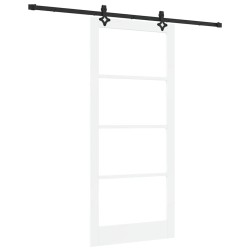 Porte coulissante Blanc 93 x 211 cm Bois de pin massif et verre 618186618186