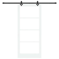 Porte coulissante Blanc 93 x 211 cm Bois de pin massif et verre 618186618186