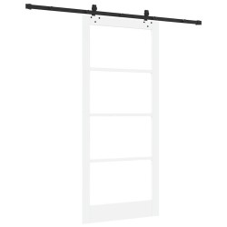 Porte coulissante Blanc 93 x 211 cm Bois de pin massif et verre 618186618186