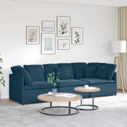 Canapé modulable avec coussins velours bleu 618192618192