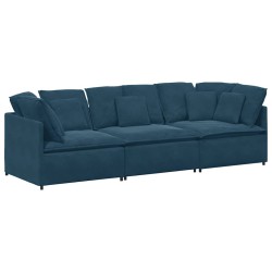 Canapé modulable avec coussins velours bleu 618192618192