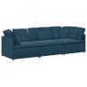 Canapé modulable avec coussins velours bleu 618192618192