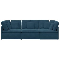 Canapé modulable avec coussins velours bleu 618192618192