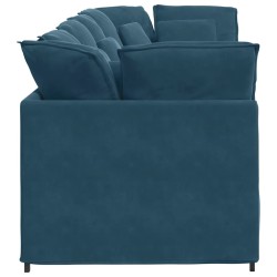 Canapé modulable avec coussins velours bleu 618192618192