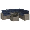 Salon de jardin avec coussins 7 pcs noir résine tressée acacia 618193618193