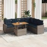 Salon de jardin avec coussins 7 pcs gris résine tressée 618204618204