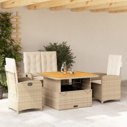 Ensemble à manger de jardin coussins 4 pcs beige résine tressée 618207618207