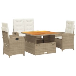 Ensemble à manger de jardin coussins 4 pcs beige résine tressée 618207618207
