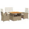 Ensemble à manger de jardin coussins 4 pcs beige résine tressée 618207618207