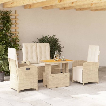 Ensemble à manger de jardin coussins 4 pcs beige résine tressée 618208618208