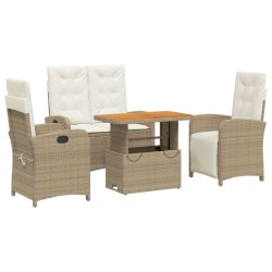 Ensemble à manger de jardin coussins 4 pcs beige résine tressée 618208618208
