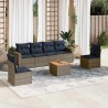 Salon de jardin 7 pcs avec coussins gris résine tressée 618209618209