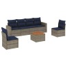 Salon de jardin 7 pcs avec coussins gris résine tressée 618209618209