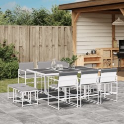 Ensemble à manger de jardin avec coussins 11pcs blanc textilène 618216618216
