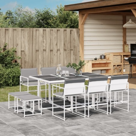 Ensemble à manger de jardin avec coussins 11pcs blanc textilène 618216618216