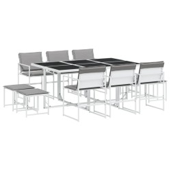 Ensemble à manger de jardin avec coussins 11pcs blanc textilène 618216618216