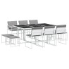 Ensemble à manger de jardin avec coussins 11pcs blanc textilène 618216618216