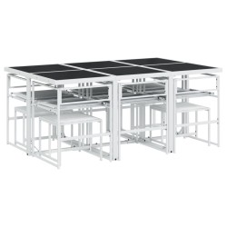 Ensemble à manger de jardin avec coussins 11pcs blanc textilène 618216618216