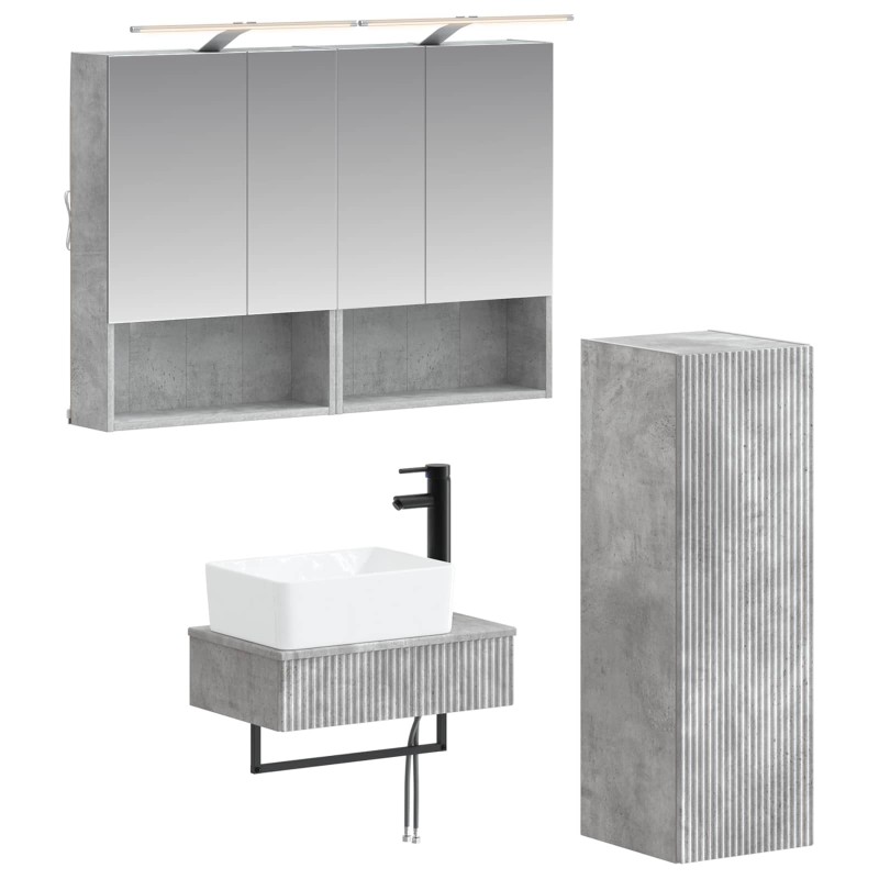 Ensemble d'armoire de salle de bain 4 pcs Gris béton 618223618223