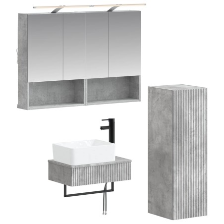Ensemble d'armoire de salle de bain 4 pcs Gris béton 618223618223