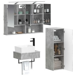 Ensemble d'armoire de salle de bain 4 pcs Gris béton 618223618223