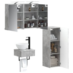Ensemble d'armoire de salle de bain 4 pcs Gris béton 618227618227