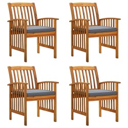 Ensemble de 4 chaises de jardin avec coussins en bois d'acacia massif 618228618228