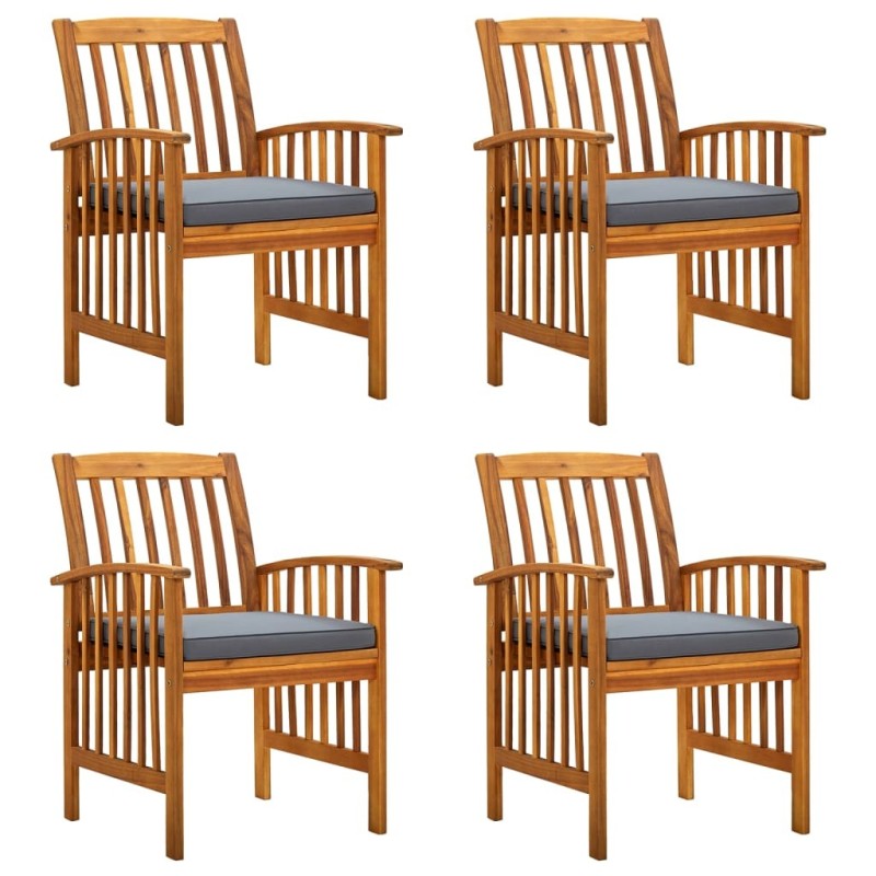 Ensemble de 4 chaises de jardin avec coussins en bois d'acacia massif 618228618228