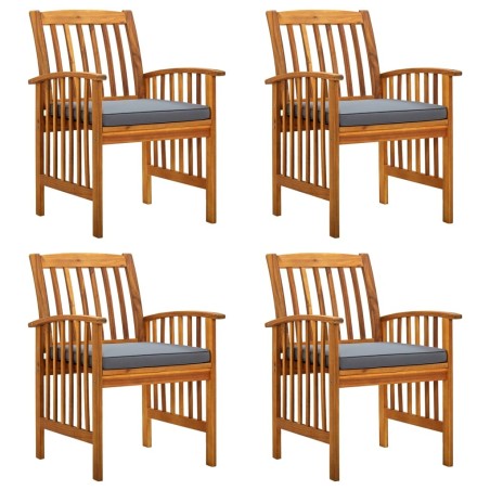 Ensemble de 4 chaises de jardin avec coussins en bois d'acacia massif 618228618228