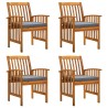 Ensemble de 4 chaises de jardin avec coussins en bois d'acacia massif 618228618228