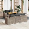 Salon de jardin 6 pcs avec coussins gris résine tressée 618229618229