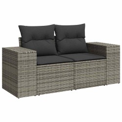 Salon de jardin 6 pcs avec coussins gris résine tressée 618229618229