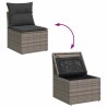 Salon de jardin 6 pcs avec coussins gris résine tressée 618229618229