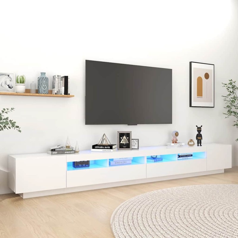 Meuble TV avec lumières LED Blanc 300x35x40 cm 618230618230