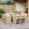 Ensemble à manger de jardin et coussins 9 pcs beige Poly rotin 618238618238