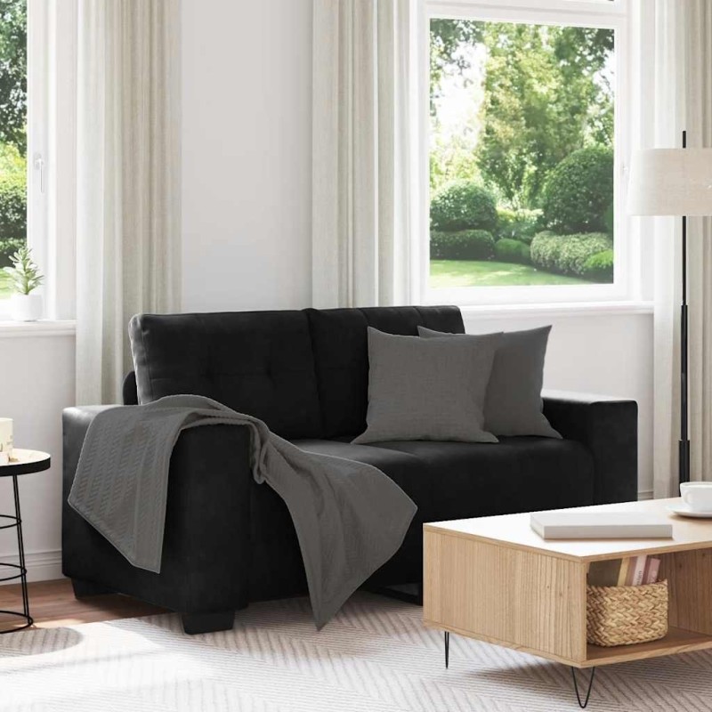 Canapé causeuse noir 160x77x82 cm velours 618244618244
