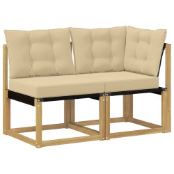Canapé d’extérieur milieu et coin avec coussin 2 Pièce Blanc 618248618248