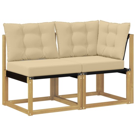 Canapé d’extérieur milieu et coin avec coussin 2 Pièce Blanc 618248618248