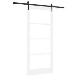 Porte coulissante Blanc 93 x 211 cm Bois de pin massif et verre 618254618254