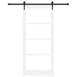 Porte coulissante Blanc 93 x 211 cm Bois de pin massif et verre 618254618254